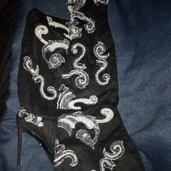 AZALEA WANG "BRANDED BADDIE"BEADED EMBELLISHED THIGH HIGH WESTERN BOOT(BRAND NEW - Picture 7 of 9